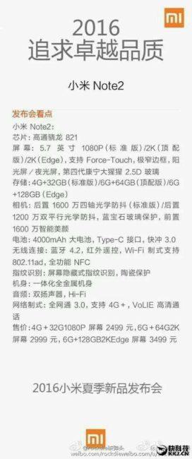 Xiaomi Mi Note 2 y sus cuatro variantes