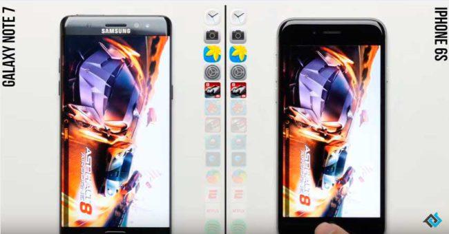 Samsung Galaxy Note 7 comparativa frente a iPhone 6s