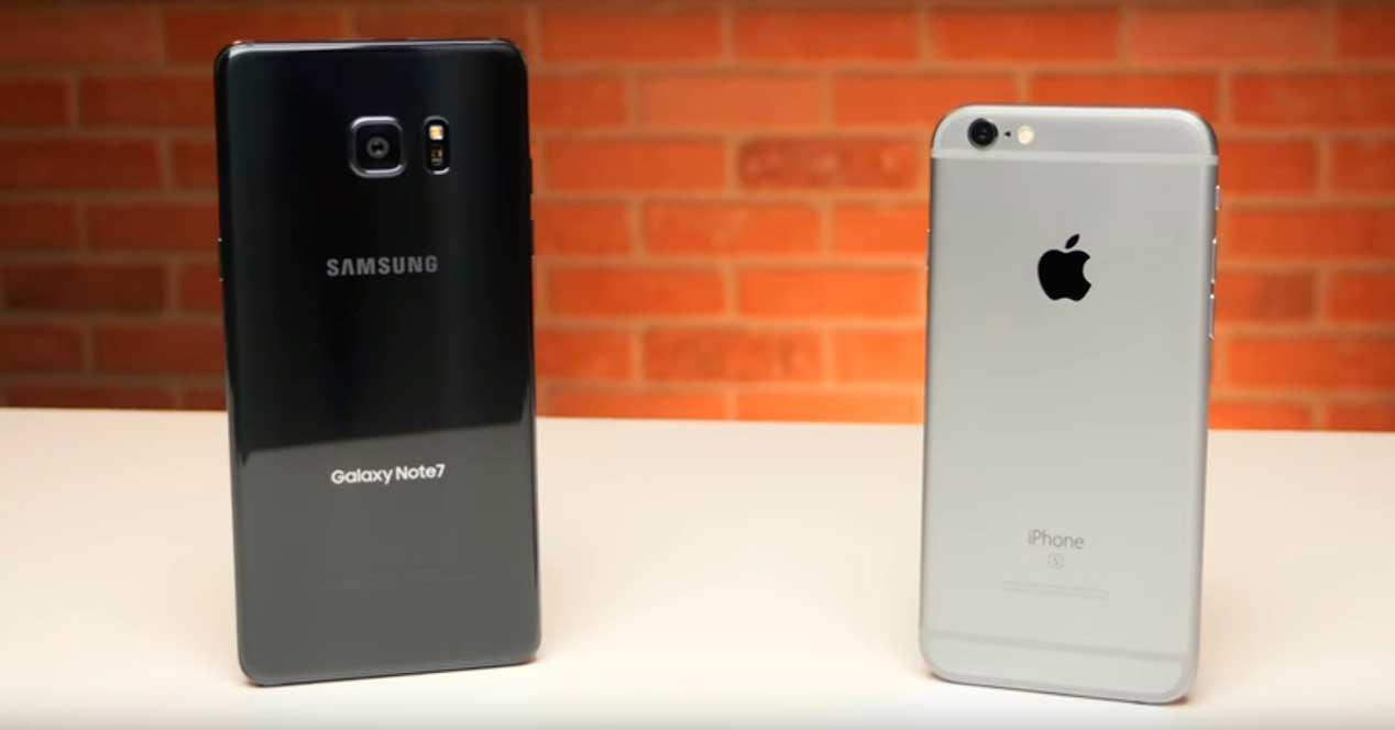 Samsung Galaxy Note 7 comparativa frente al iPhone 6s