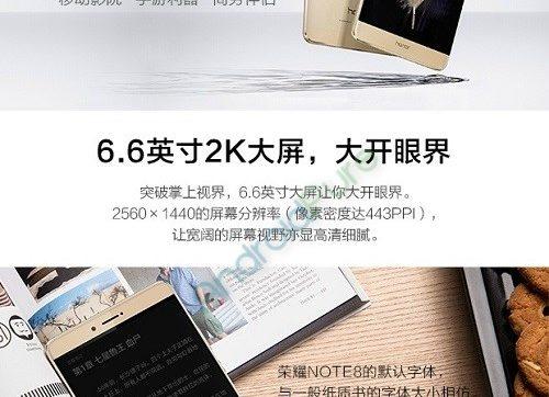 Honor Note 8 tamano pantalla