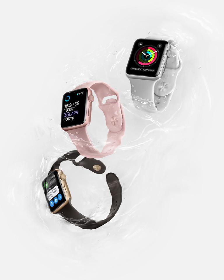 Apple Watch 2 rosa, negro y blanco