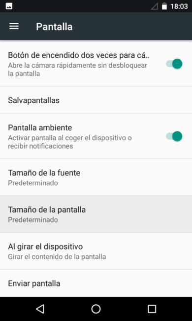 Android 7.0 Nougat Ajustes - Pantalla