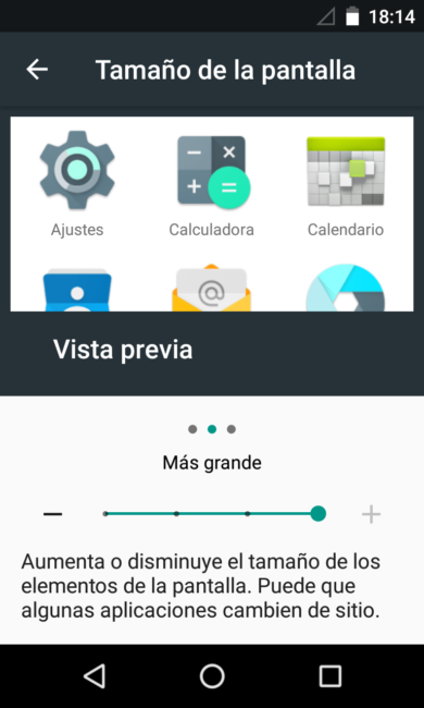 Android 7.0 Nougat - Tamaño iconos grande