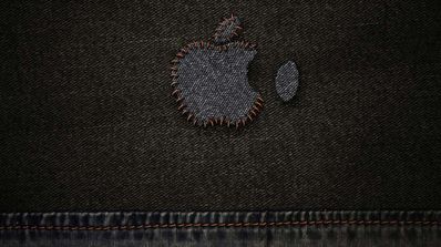 Logotipo de Apple sobre tela vaquera