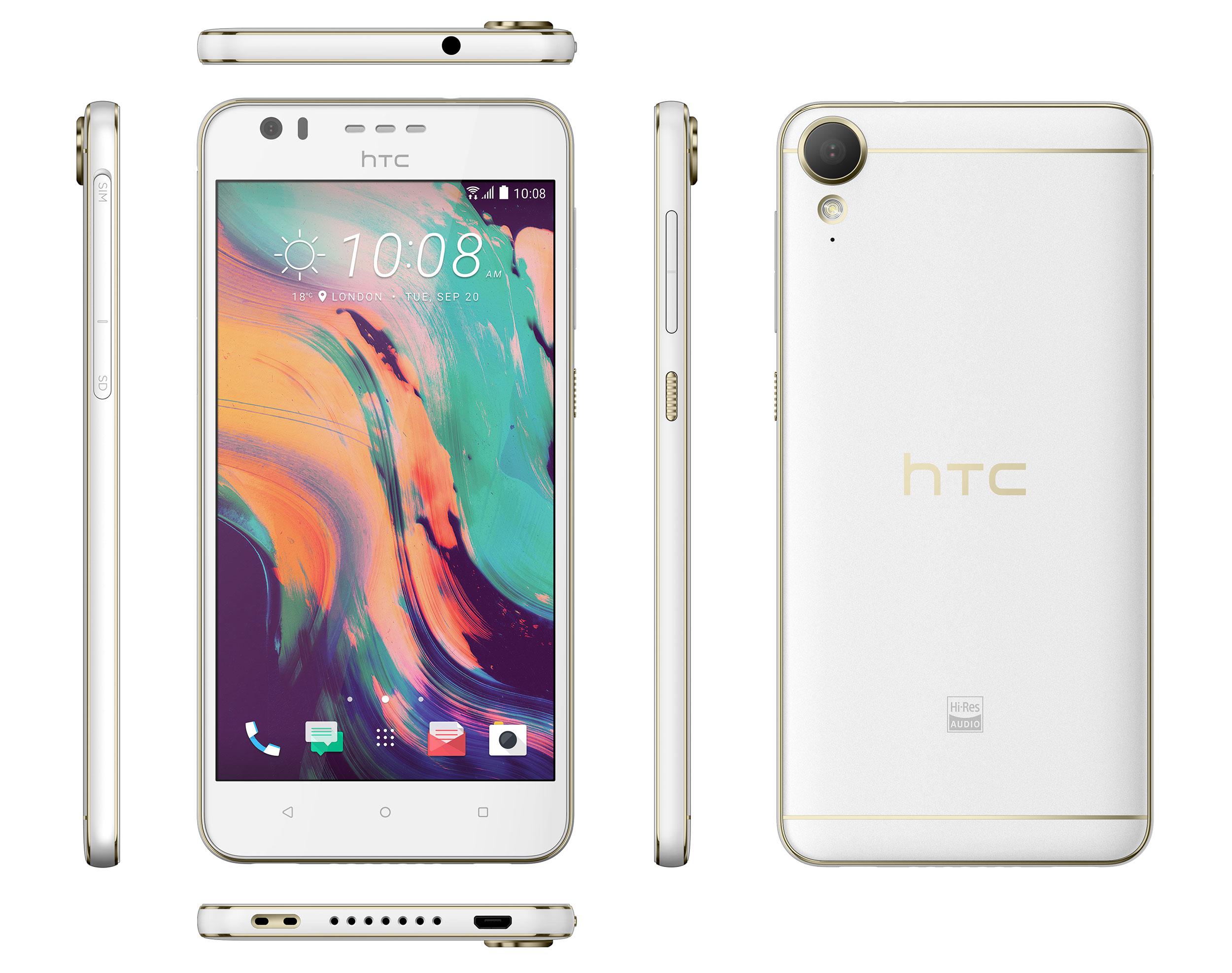 HTC Desire 10 LIfestyle vista frontal, lateral y trasera