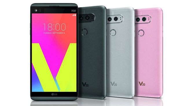 LG V20 negro, plata y rosa