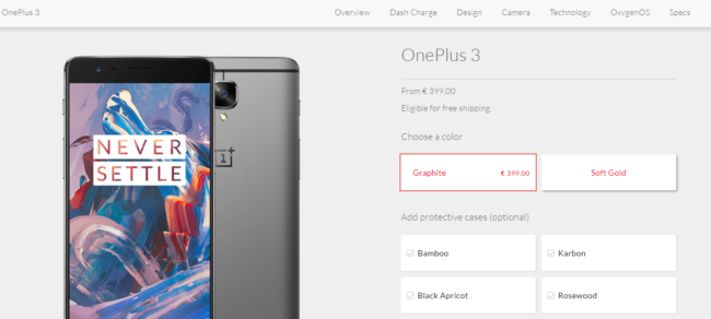 OnePlus 3 a la venta en la tienda de España