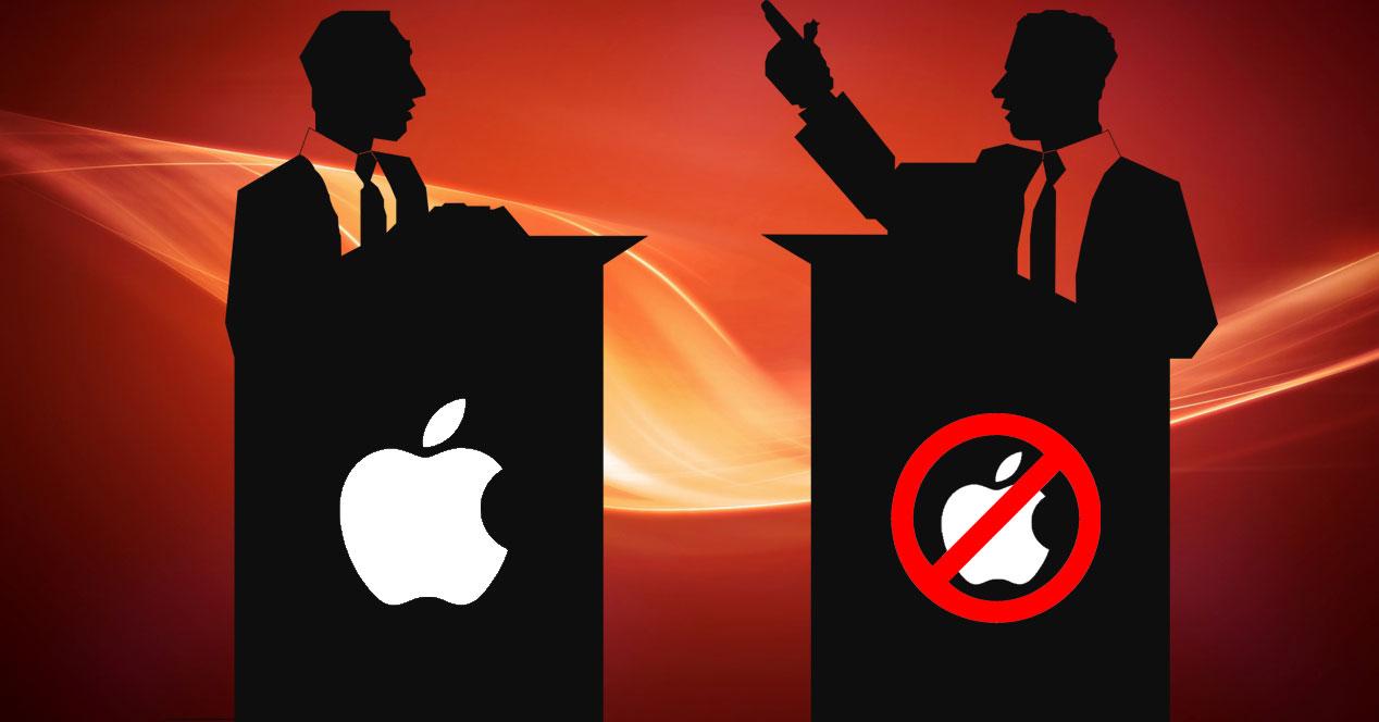 siluetas con logos de apple y uno prohibido