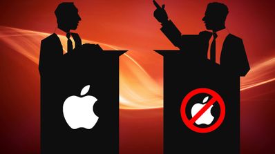 siluetas con logos de apple y uno prohibido