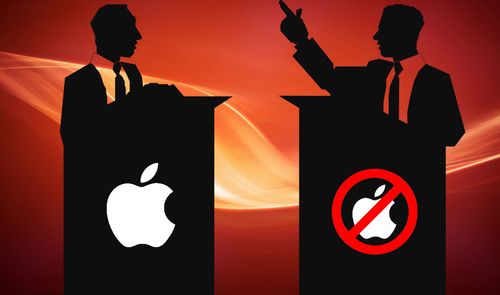 siluetas con logos de apple y uno prohibido