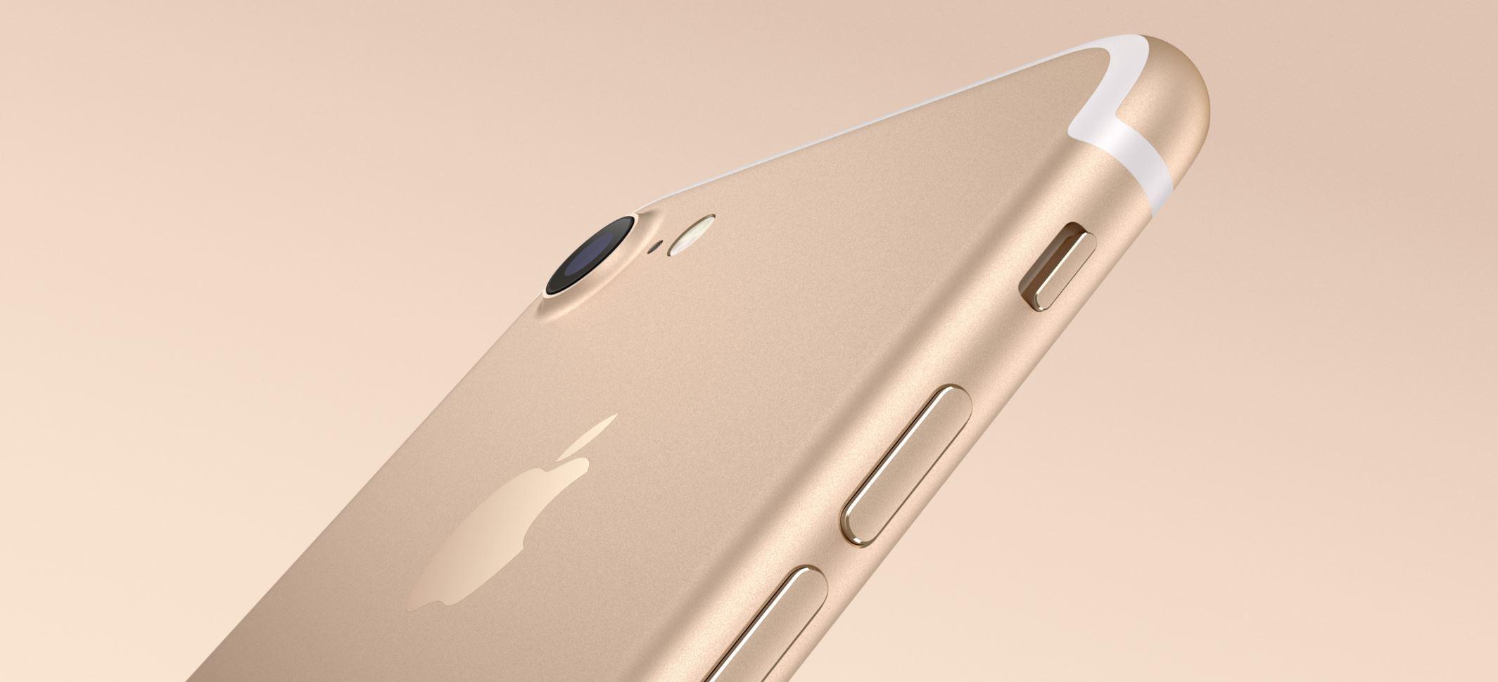 iPhone 7 dorado desde lateral