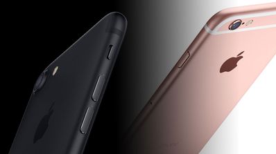 iPhone 7 negro y iPhone 6s rosa