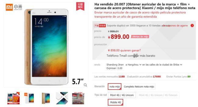 precio del Xiaomi Mi Note