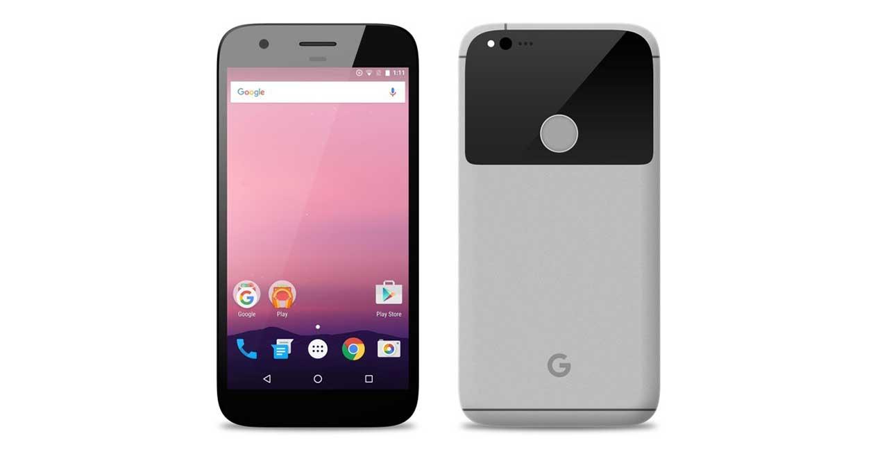 Google Pixel de color gris