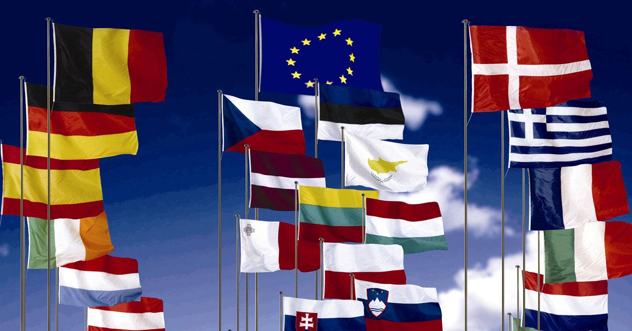 banderas de los países de la UE