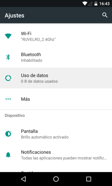 Ajustes Uso de datos en Android 7.0 Nougat