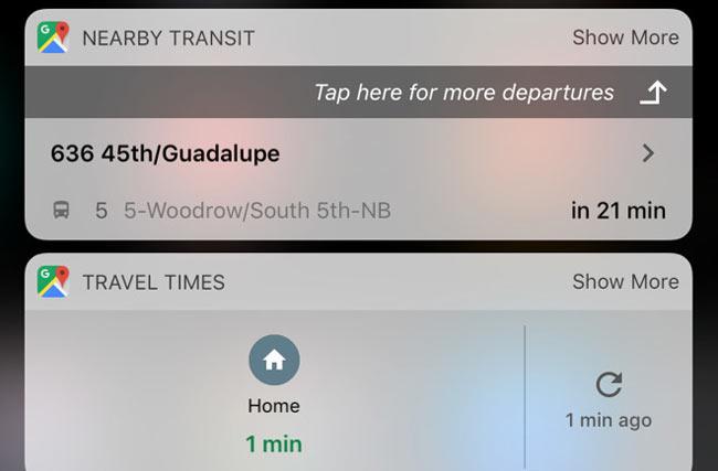 Widgets de la app de Google Maps para iOS 10