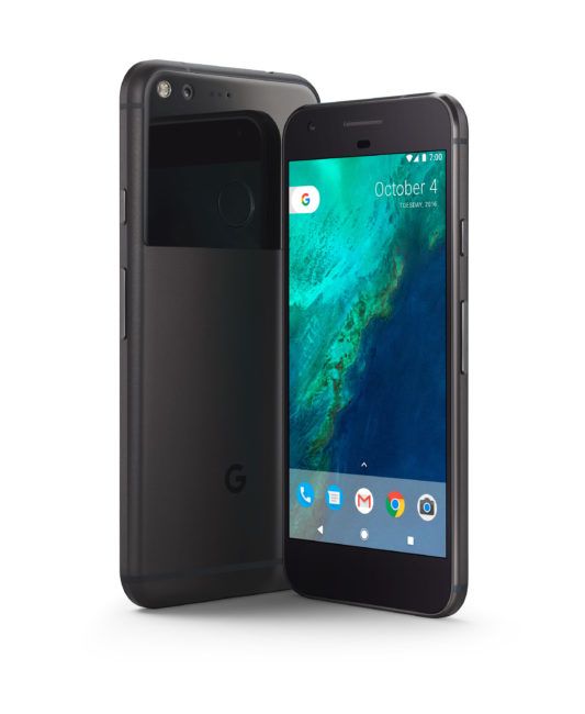 Google Pixel negro vista delantera y trasera
