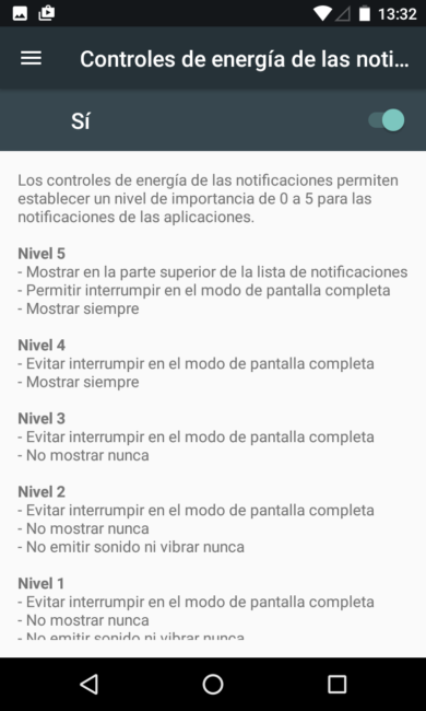 Niveles de notificaciones Android 7.0 Nougat