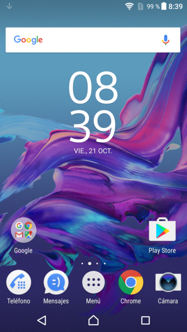 Escritorio del Sony Xperia XZ