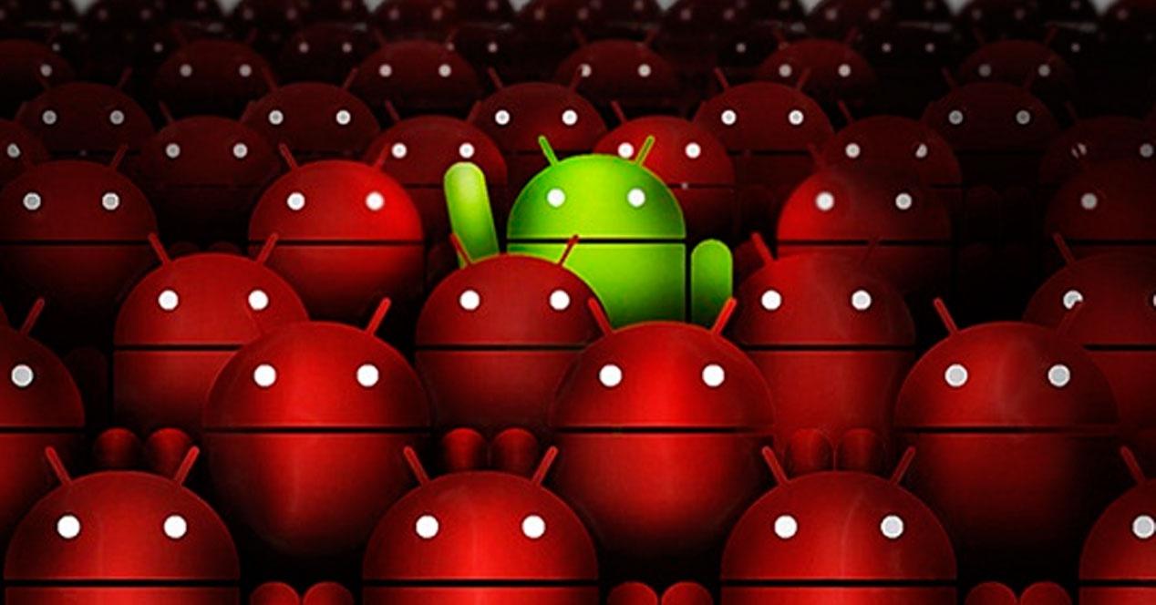 muñecos android rojos y verde