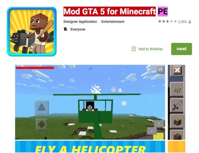 mod gta 5 minecraft PE en google play