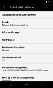 Android 7.1 Nougat en Nexus 4