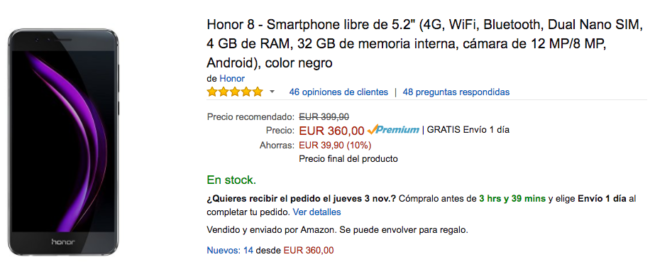 precio honor 8 amazon