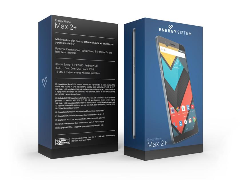 Pack de venta del Energy Phone Max 2+