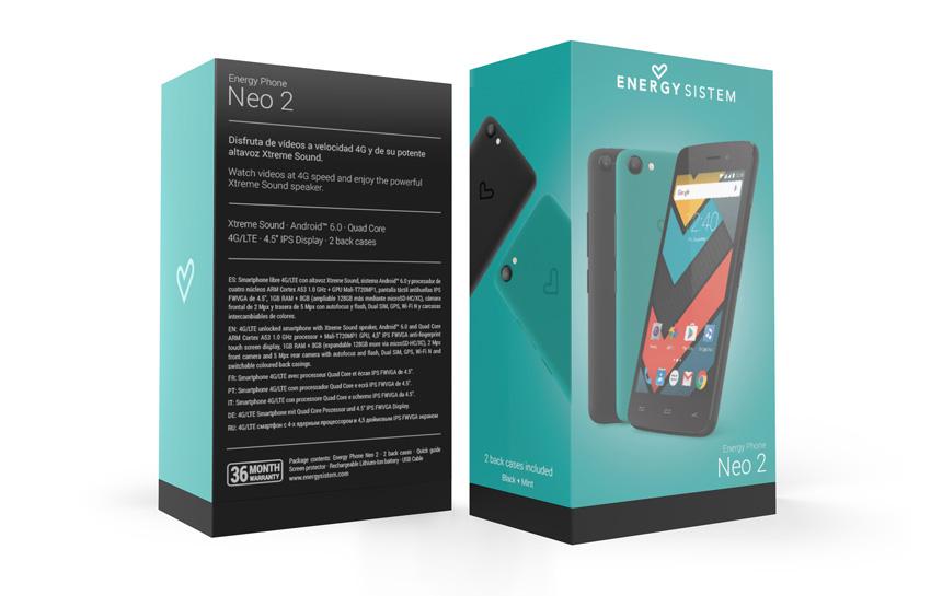 Pack de venta del Energy Phone Neo 2