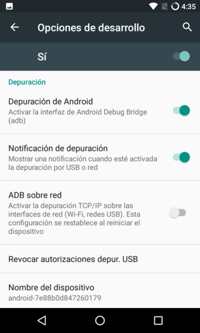 Habilitar la depuración de Android para liberar el bootloader