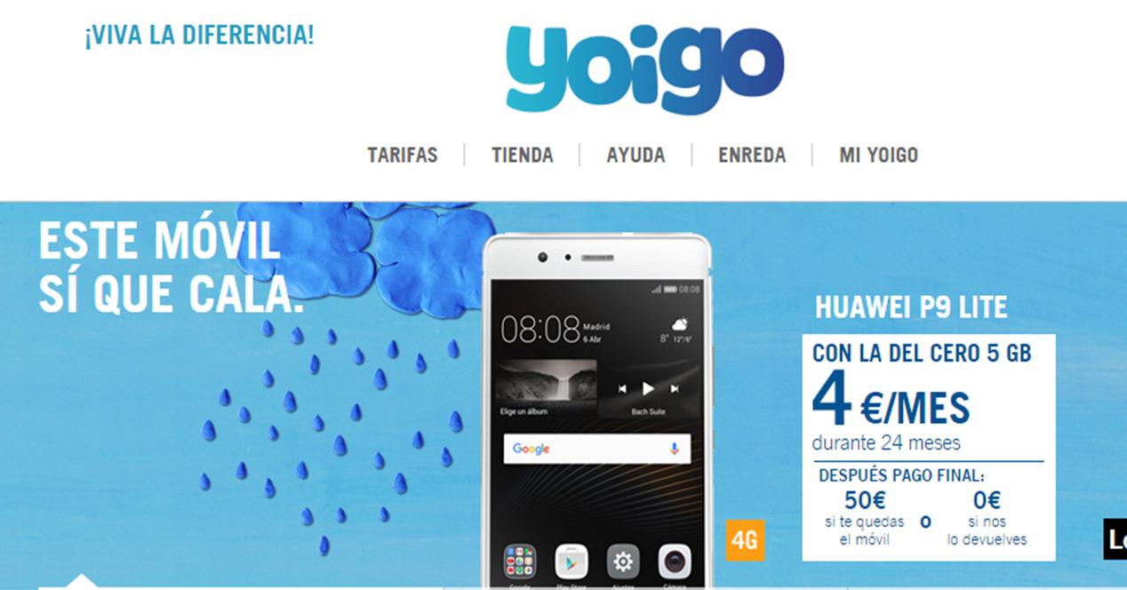 Oferta comercial del Huawei P9 Lite con Yoigo