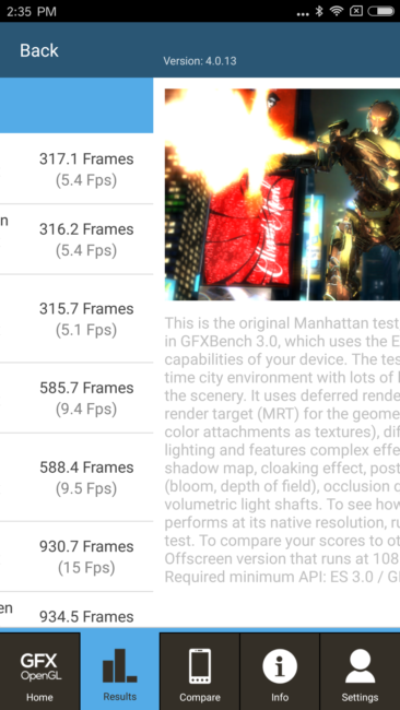 Resultado en GFXBench del Xiaomi Redmi Note 4