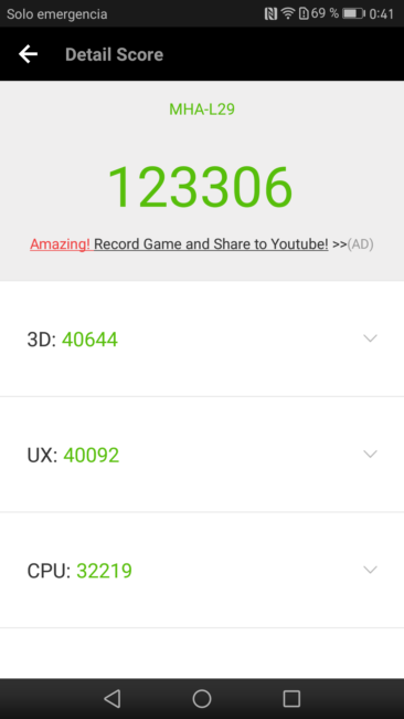 Resultado en AnTuTu del Huawei Mate 9