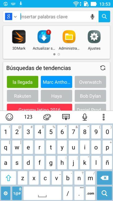 Teclado del ASUS Zenfone 3