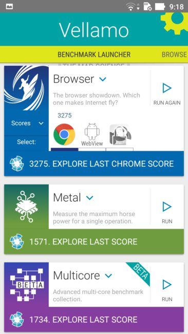 Resultado general Vellamo con el ASUS Zenfone 3