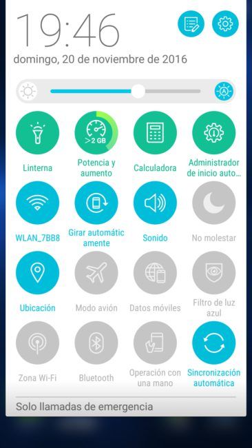 Accesos rápidos del ASUS Zenfone 3
