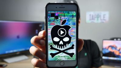 iphone con calavera y vídeo bloqueado