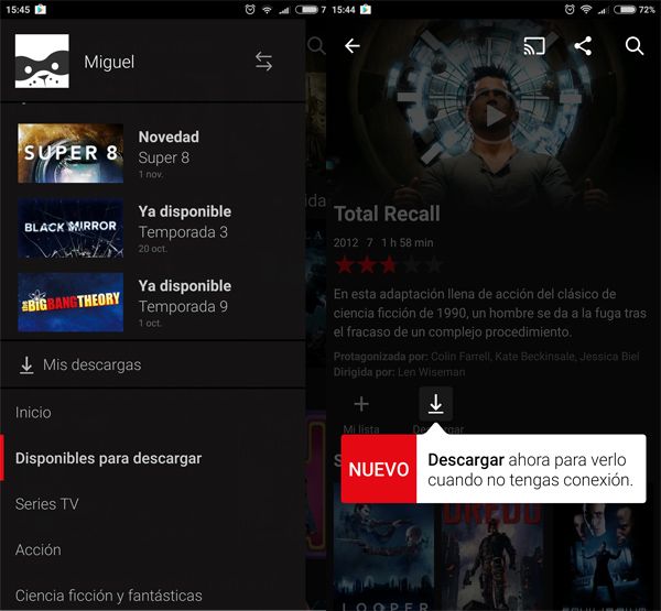 netflix sin conexión