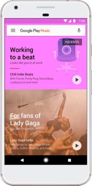 actualización de Google Play Music