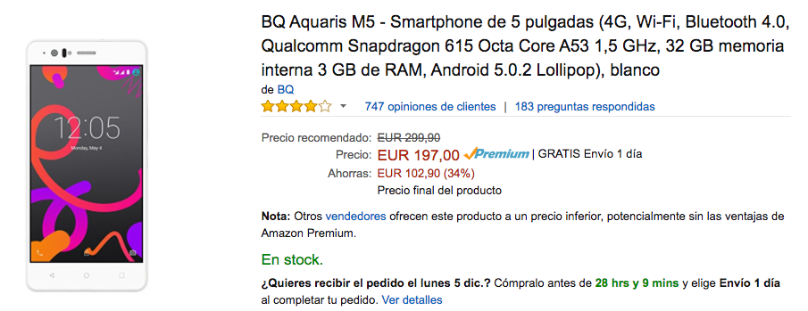 bq aquaris m5 oferta