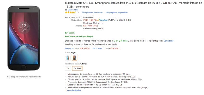 Oferta del Moto G4 Plus en Amazon