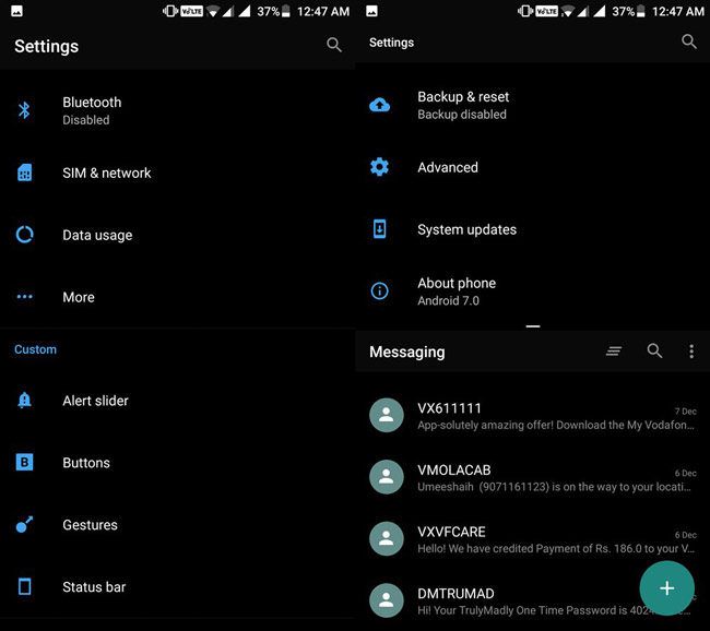 Interfaz de OxygenOS 4.0 en el OnePlus 3T