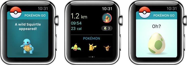 Interfaz de Pokémon GO en el Apple Watch