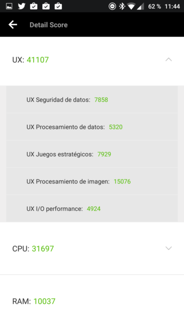 partes de resultado en AnTuTu del OnePlus 3T