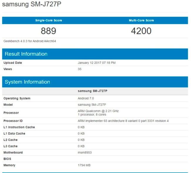 Samsung Galaxy J7 de 2017 con Android Nougat
