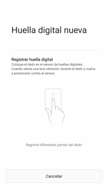 la configuración inicial del Honor 8 huella digital