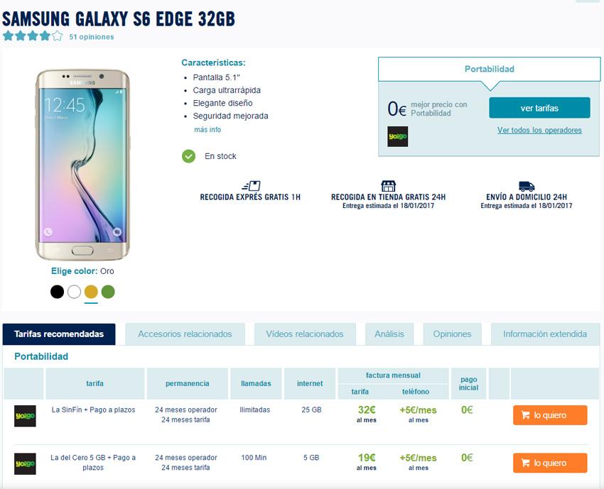 Oferta del Samsung Galaxy S6 Edge