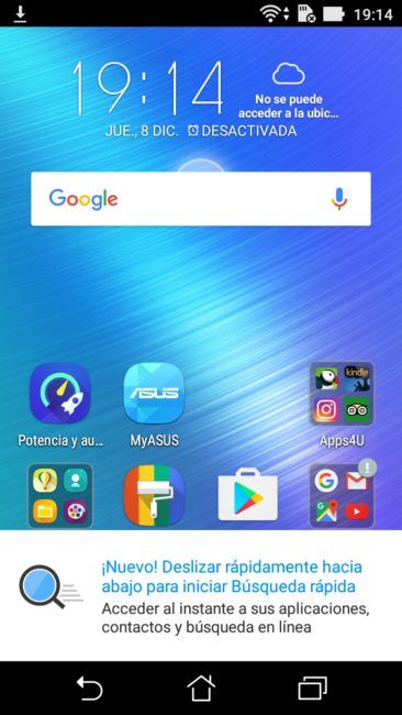 Escritorio del ASUS Zenfone 3 Max