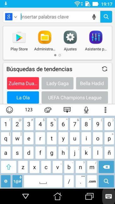 Teclado en pantalla del ASUS Zenfone 3 Max